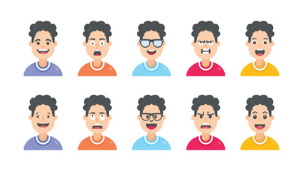 Set of illustrations of male cartoon characters