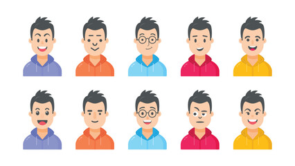 Young boy avatar profile icons of vector cartoon characters, vector illustration