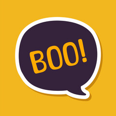 Speech bubble with text Boo! digital sticker vector illustration