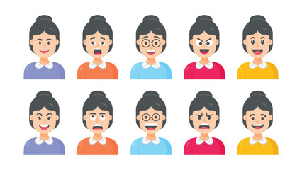Set of user avatar. People avatar profile icons. female faces. female portraits. Characters collection. Vector illustration
