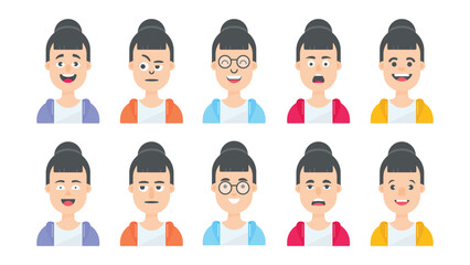 Set of user avatar. People avatar profile icons. female faces. female portraits. Characters collection. Vector illustration