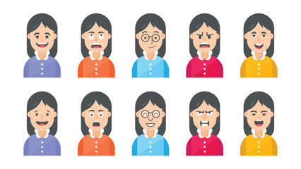 Set of flat design avatar icons. Vector illustrations for social media, user profile, website and app design and development.