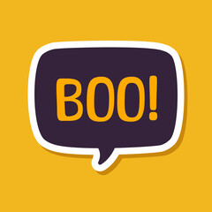 Speech bubble with text Boo! digital sticker vector illustration