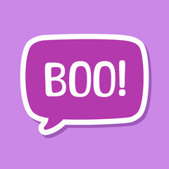 Speech bubble with text Boo! digital sticker vector illustration