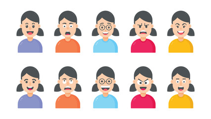 Set of flat design avatar icons. Vector illustrations for social media, user profile, website and app design and development.