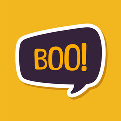 Speech bubble with text Boo! digital sticker vector illustration