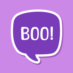 Speech bubble with text Boo! digital sticker vector illustration