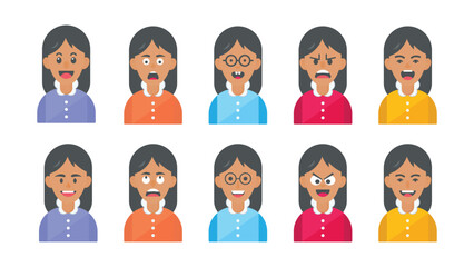 Flat smiling young people profile avatar set, vector illustration