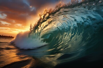 Awe-inspiring power of massive tsunami waves crashing in the ocean