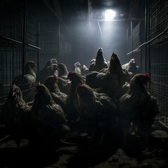 Tragic factory farming of chickens in cages