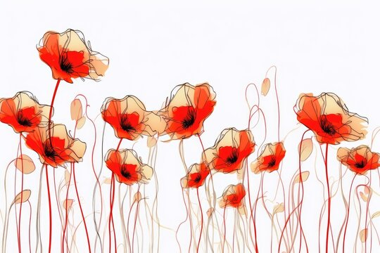 Beautiful composition with colorful poppy flowers. Generative AI.