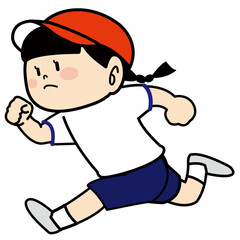 かけっこしている体育着の女の子01