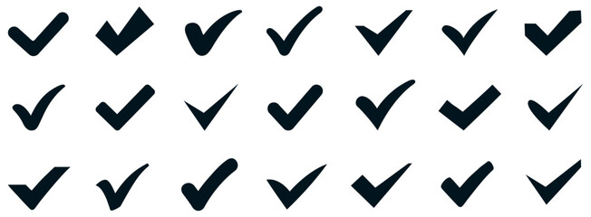 Approval check icon isolated, set quality sign, tick icons – vector - obrazy, fototapety, plakaty