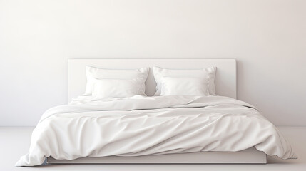 Fototapeta na wymiar White bed with linen and pillow