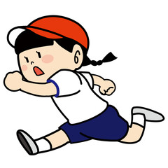 かけっこしている体育着の女の子03