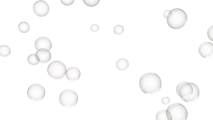 Foto op Canvas 3d render of soap bubbles isolated with transparent. © KWstudio