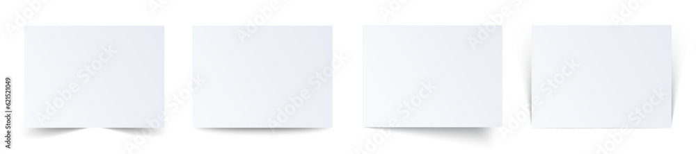 Poster Blanks of paper set with different shadows lie. Set paper card pages, mockup, sheet on the table - stock vector