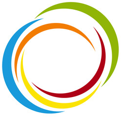 Obraz premium Groen, blauw, rood, geel en orange halve cirkels vormen een figuur