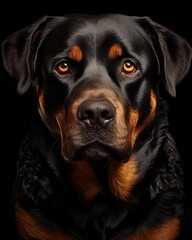 Rottweiler. Beautiful dog. Close-up shot. AI generated.