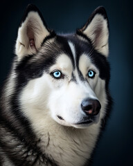 Siberian Husky. Beautiful dog. Close-up shot. AI generated.