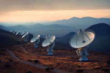 Radio telescope array on a remote mountaintop, Generative AI