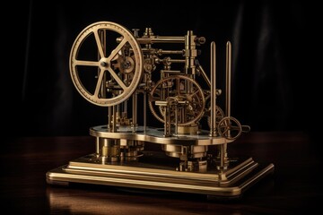 Fototapeta premium Miniature perpetual motion machine that uses motion to generate energy. Generative AI
