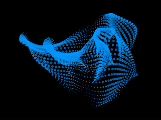 3d dynamic node of big data dots science. Wave infinity sinusoid line from particles. Swirl hill electric neon bulge explosion. Vibrate waveform sphere background. Flower research science net points.
