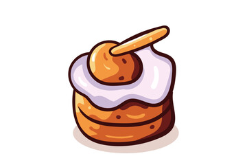 Sweet cake vector illustration. Dessert food symbol. Bakery design elements, logos, badges, labels and icons.