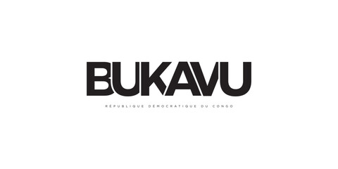 Bukavu in the Congo emblem. The design features a geometric style, vector illustration with bold typography in a modern font. The graphic slogan lettering.
