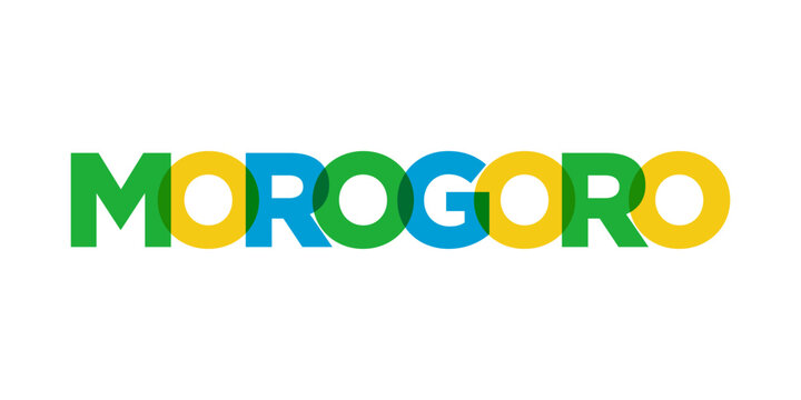 Morogoro in the Tanzania emblem. The design features a geometric style, vector illustration with bold typography in a modern font. The graphic slogan lettering.