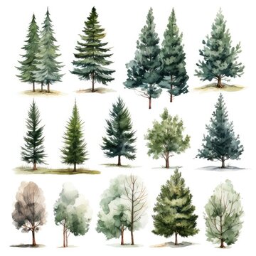 watercolor pine tree