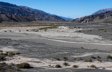 Scenic drive through a vast and beautiful landscape between San Antonio de los Cobres and Salta in northern Argentina, South America