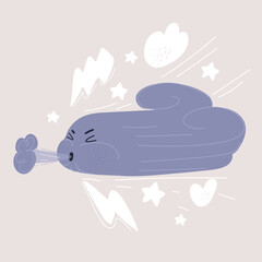 Vector illustration of An image of a Windy Day Cloud Blowing Wind