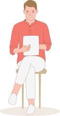 Man reading document, flat cartoon character vector