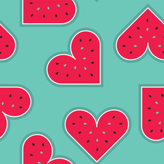 Watermelon illustration pattern on green background