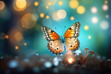 Fototapeta na wymiar Butterfly with Beautiful Bokeh Abstract Background