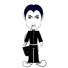 Cartoon doodle illustration, Dracula is eating blood.