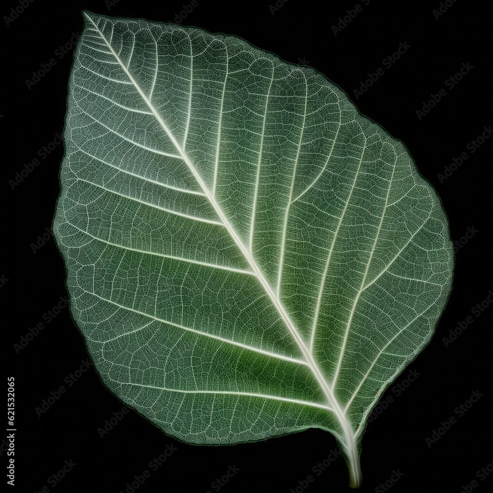 Poster transparent skeleton leaf with beautiful texture on a green. beautiful generative ai aig32