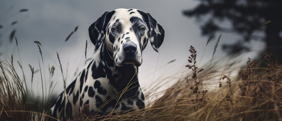 Dalmatian with a beautiful background. Generative AI