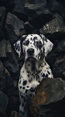 Dalmatian with a beautiful background. Generative AI