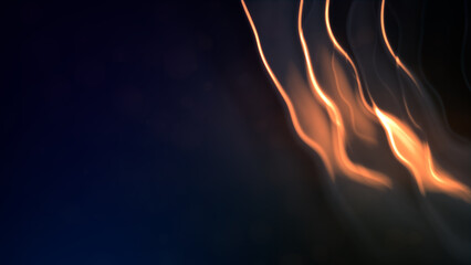 blue and orange glowing twinkling gentle lines - abstract 3D rendering