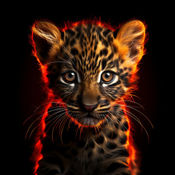 Enchanting Feline: Radiant Neon Glow Illuminates Captivating Diabolic Cutie,illustration,created with Generative AI Technology