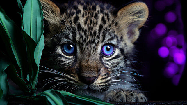 N&eacute;buleuse d'innocence : Leopard id&eacute;al, hypnotique et &eacute;clair&eacute;, plonge au c&oelig;ur du r&eacute;alisme,illustration,created with Generative AI Technology