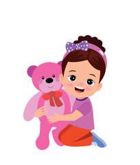 Obraz na płótnie Canvas A boy is holding a teddy bear