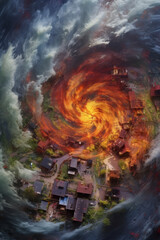 Naklejka na ściany i meble Aerial view of a hurricane