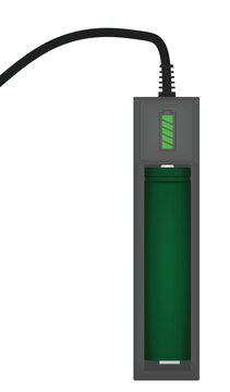 Battery set on charger. vector