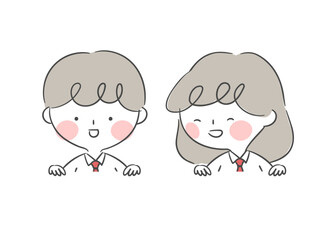 잡고 있는 포즈의 학생 캐릭터