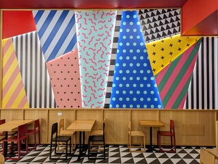 Colored Wall on modern bar - 621537229