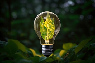 Eco friendly lightbulb, concept of renewable energy and sustainable living