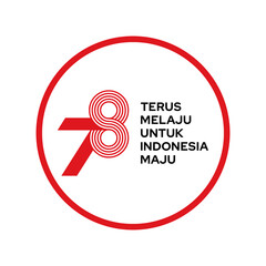 The 78th Independence day of Indonesia logo in circle red white background vector illustration
